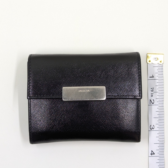 Prada Black Safiano Leather Coin Case w/Logo Plate - Picture 10 of 11